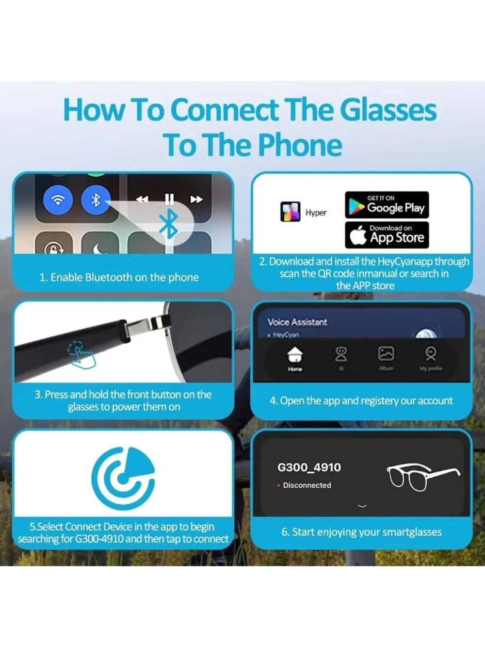 Stylish Bluetooth Audio Sunglasses with UV Protection, Anti-Blue Light Lenses